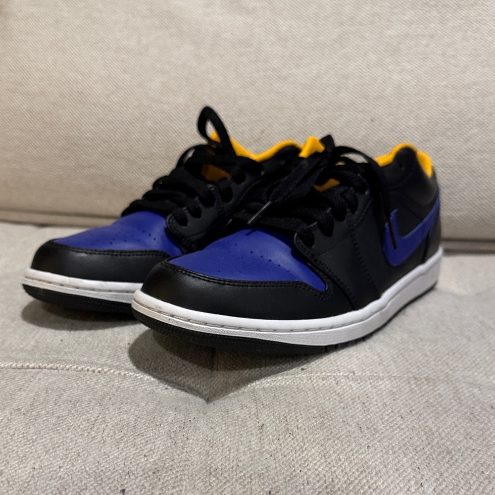 Jordan Black and Blue Sneakers with Yellow Highlights